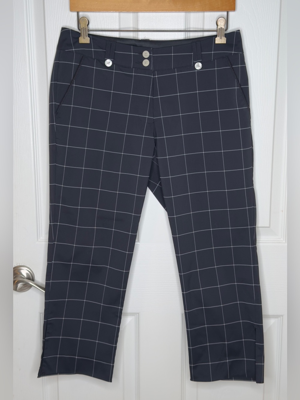 Nike Golf Navy & White Windowpane Cropped Dri-Fit Pants